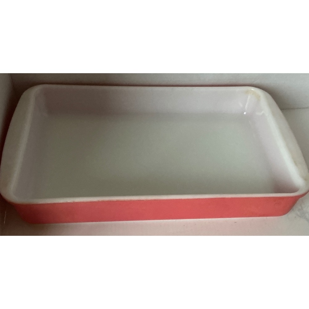Vintage Pink Pyrex Glass Rectangular Baking Dish Casserole 10x6.5 Mid-Century